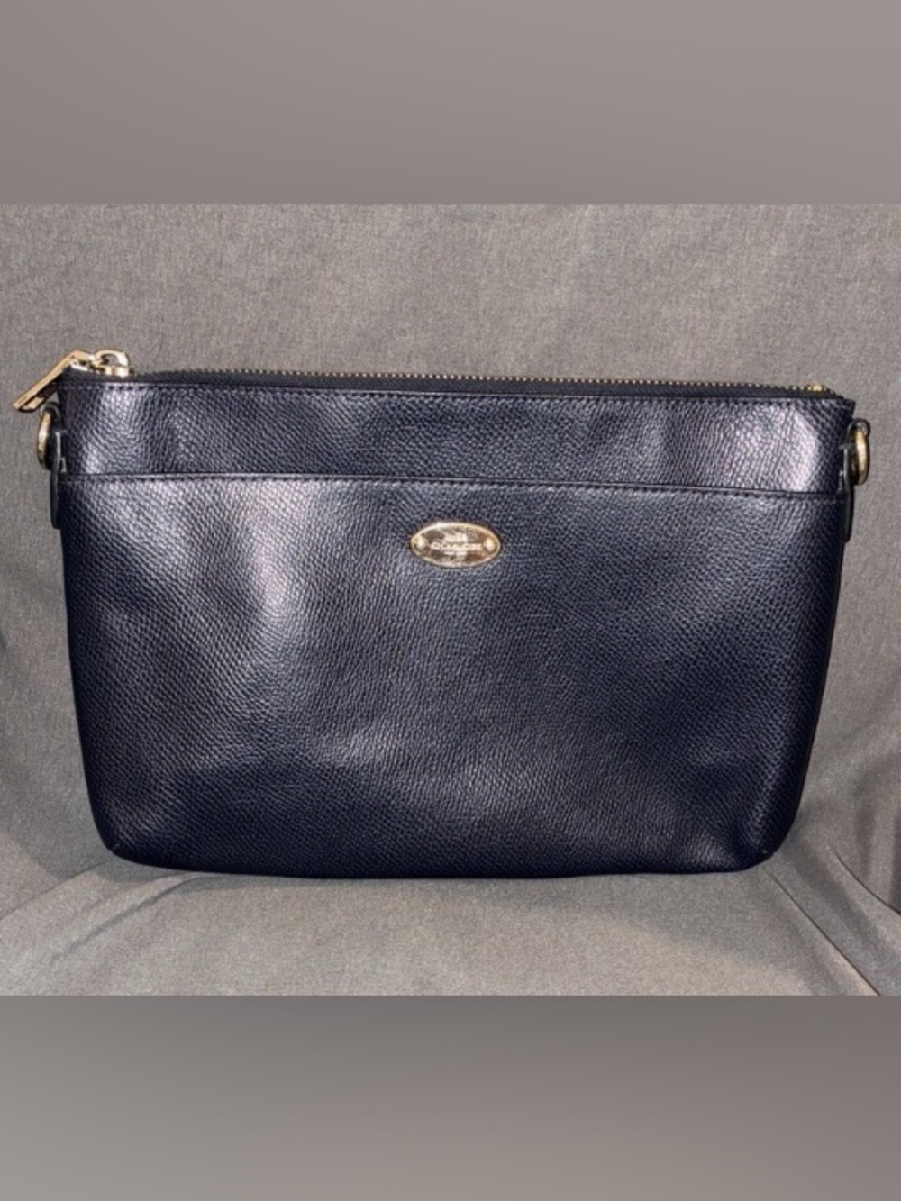 COACH East/West F52881 Navy Blue Clutch Logo Designer